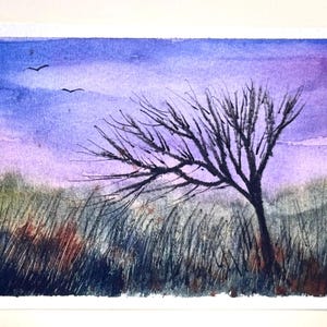 Paesaggio Rifiuti Arte Artigianato Locale Unico Natura Fiore Originale Acquerello Dipinto Carta (non una stampa) Dipinto a mano Fatto a mano A6