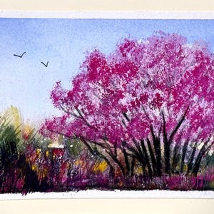 Paisaje Basura Arte Artesanía Local Único Naturaleza Flor Pintura de acuarela original Tarjeta (no una impresión) Pintada a mano Hecho a mano A6
