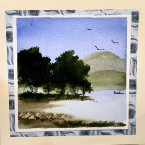 Bellissimi fiori, paesaggio, vacanza, acquerello originale dipinto a mano (non una stampa), carta per pittura di paesaggio, 6 pollici