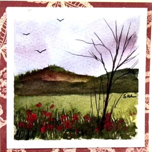 ビーチ風景オリジナル水彩画カード（印刷ではありません）手描きハンドメイド6インチ