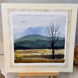 Landschapskaart originele aquarel handgeschilderd (geen afdruk) landschapsschilderij kaart 6 inch