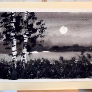 Paisagem, lixo, arte, artesanato, local, único, natureza, flor, pintura em aquarela original, cartão (não é uma impressão) pintado à mão, feito à mão, A6