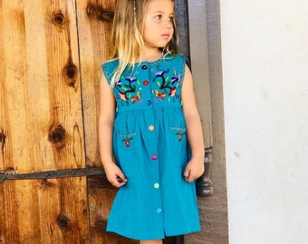 Girl's Dress | 100 % Cotton | Hand-embroidery | Toddler Dress | Baby Dress | Summer Dress | Mexican Fiesta Birthday Coco  | Baby Shower Gift