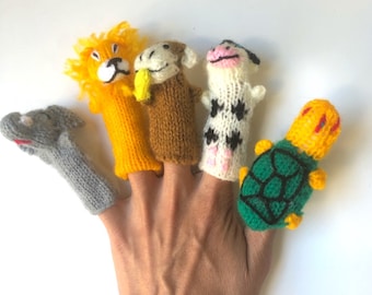 Stocking STUFFER 7 Handgestickte Fingerpuppen - Tier Fingerpuppen| Superheld Fingerpuppen Barnyard Babyshower Geschenk| Lehrer Geschenk