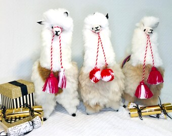 Llama rellena de piel de lana de alpaca extra grande de 15