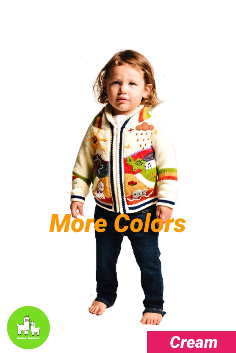 Kids Sweater Cardigan with Embroidered Details , Hooded Jacket, Girl Boy Sweater, Jumper, Handmade, Babyshower Gift, Newborn Gift Cream