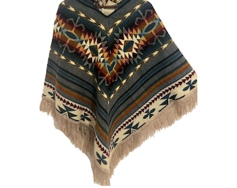 Cape à capuche Poncho L/XL en alpaga, UNISEXE,