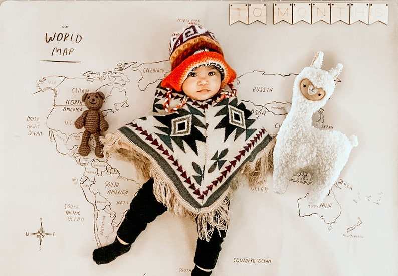 Baby Poncho 0-12 Months Boho Poncho Alpaca Poncho Fringe Poncho Kids Poncho Pullover Poncho Hooded Poncho Handmade 画像 1