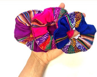 Etnische scrunchies haarband | Kleurrijke haarband | Kleurrijke scrunchies | Tribale scrunchies | Boho-chique | Aguayo-stof | Handgemaakt