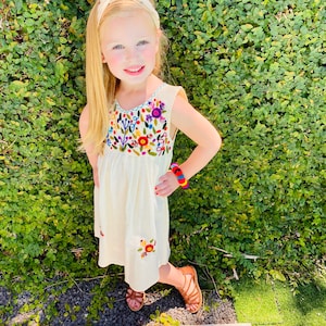 Girl's Sundress | 100 % Cotton | Hand-embroidered | Toddler Dress | Baby Dress | Summer Dress | Mexican Fiesta Birthday  | Baby Shower Gift
