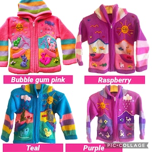 Kids Sweater Cardigan with Embroidered Details , Hooded Jacket, Girl Boy Sweater, Jumper, Handmade, Babyshower Gift, Newborn Gift image 9