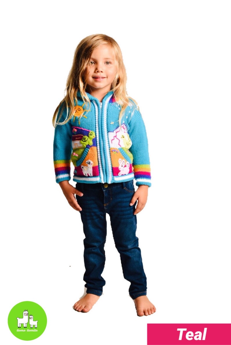 Kids Sweater Cardigan with Embroidered Details , Hooded Jacket, Girl Boy Sweater, Jumper, Handmade, Babyshower Gift, Newborn Gift image 4