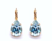 Earrings 39 The drop 39 rose gold with Swarovski crystals 39 blue shade 39