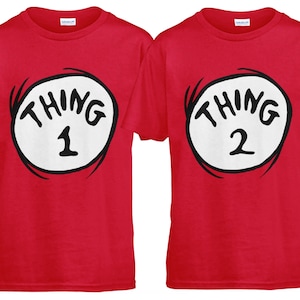 Universal Studios Dr Seuss Cat in the Hat Seuss Landing Thing 1 and Thing 2 T-shirts - Adults and Kids