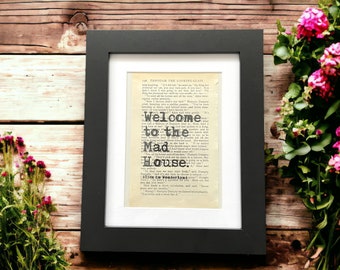 Alice in Wonderland quote print | Welcome to the Mad House | living room print | New home