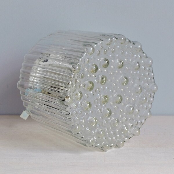 Tall Bubble Glass Flush Mount Lamp, Mid Century Ceiling / Wall Sconce Lamp, Vintage Light Fixture