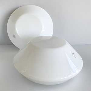 NOS Large Round White Glass Flush Mount Lamp, Ø-34 cm, Wall Mounted Light, Ceiling Lamp, Vintage Minimalist Sconce