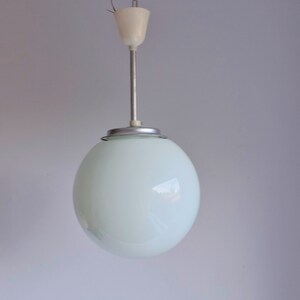 Vintage Milk Glass Globe Ceiling Pendant Lamp, USSR, 1970s