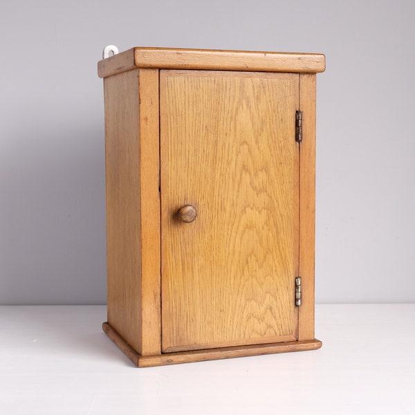 Vintage Oak Wall Cabinet, Rustic Medicine Chest, Apothecary Cupboard