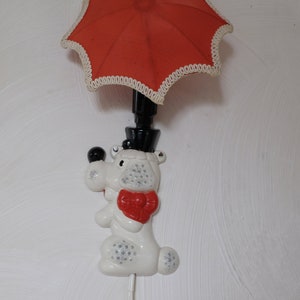 Kids Wall Night Light Vintage, Poodle Dog w Umbrella, Children&#39;s Room Lamp, Nursery Lighting Wall Sconce,