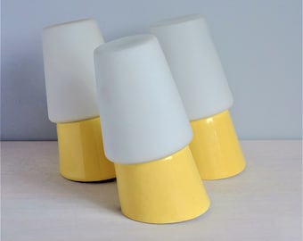Rare Flush Mount Lamp,1965, KAMENICKY SENOV, Wall Lamp, Spotlight, Ceramic and Glass Ceiling Lamp, Wall Lamp