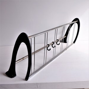 Industrial Metal Coat Rack, USSR Vintage 1970s, Coat Hooks with Shelf, Wall Mounted Clothes Rail, Entryway Wardrobe Coat / Hat Rack