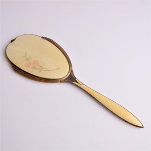 Miroir à main vintage, miroir de courtoisie, miroir à main en verre biseauté, miroir à main de mariée doré