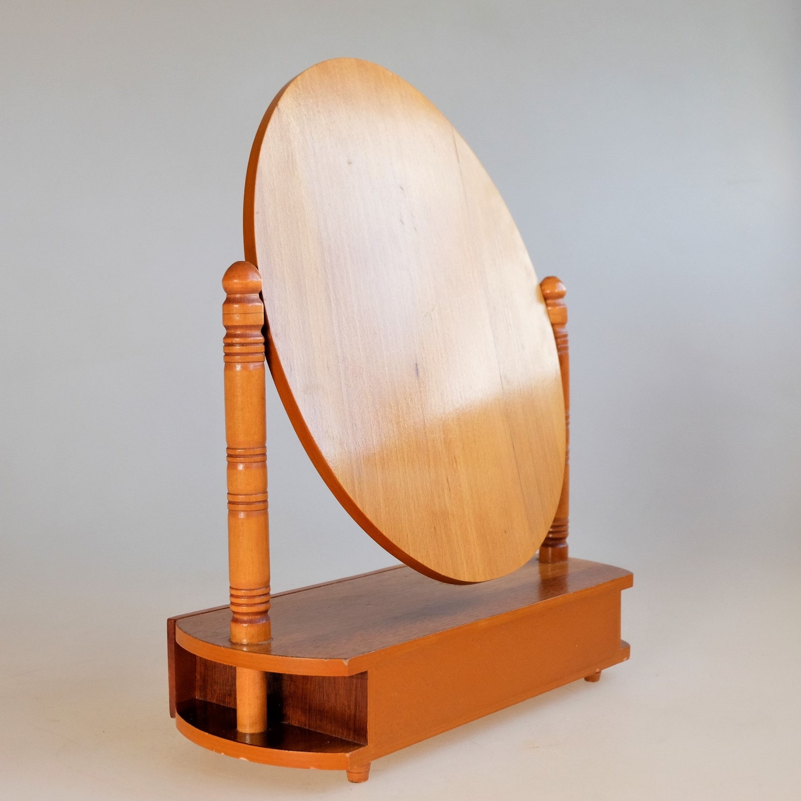 Desk Mirror With Storage Swivel Table Mirror With Wooden Etsy