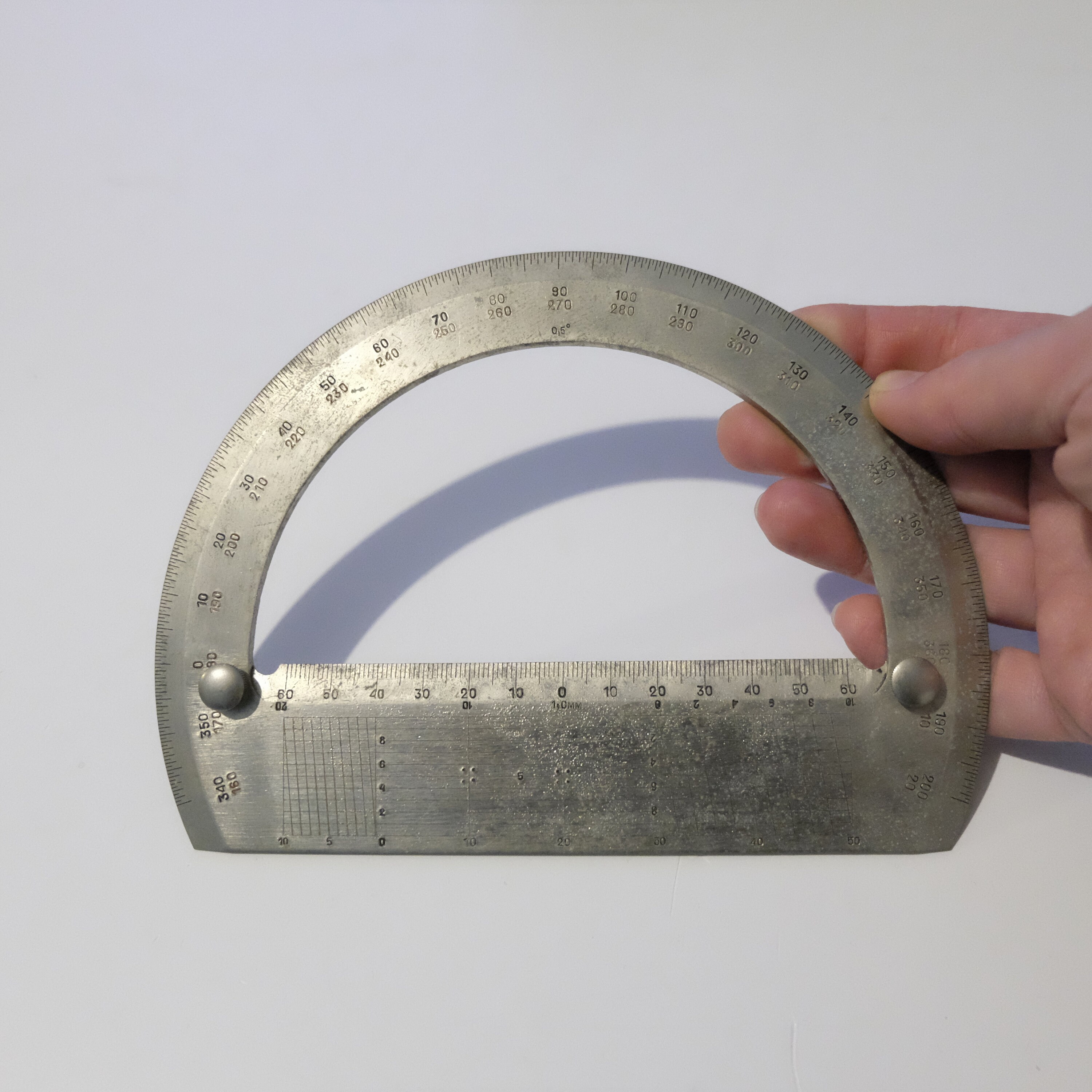 large chromed brass protractor with original case vintage etsy