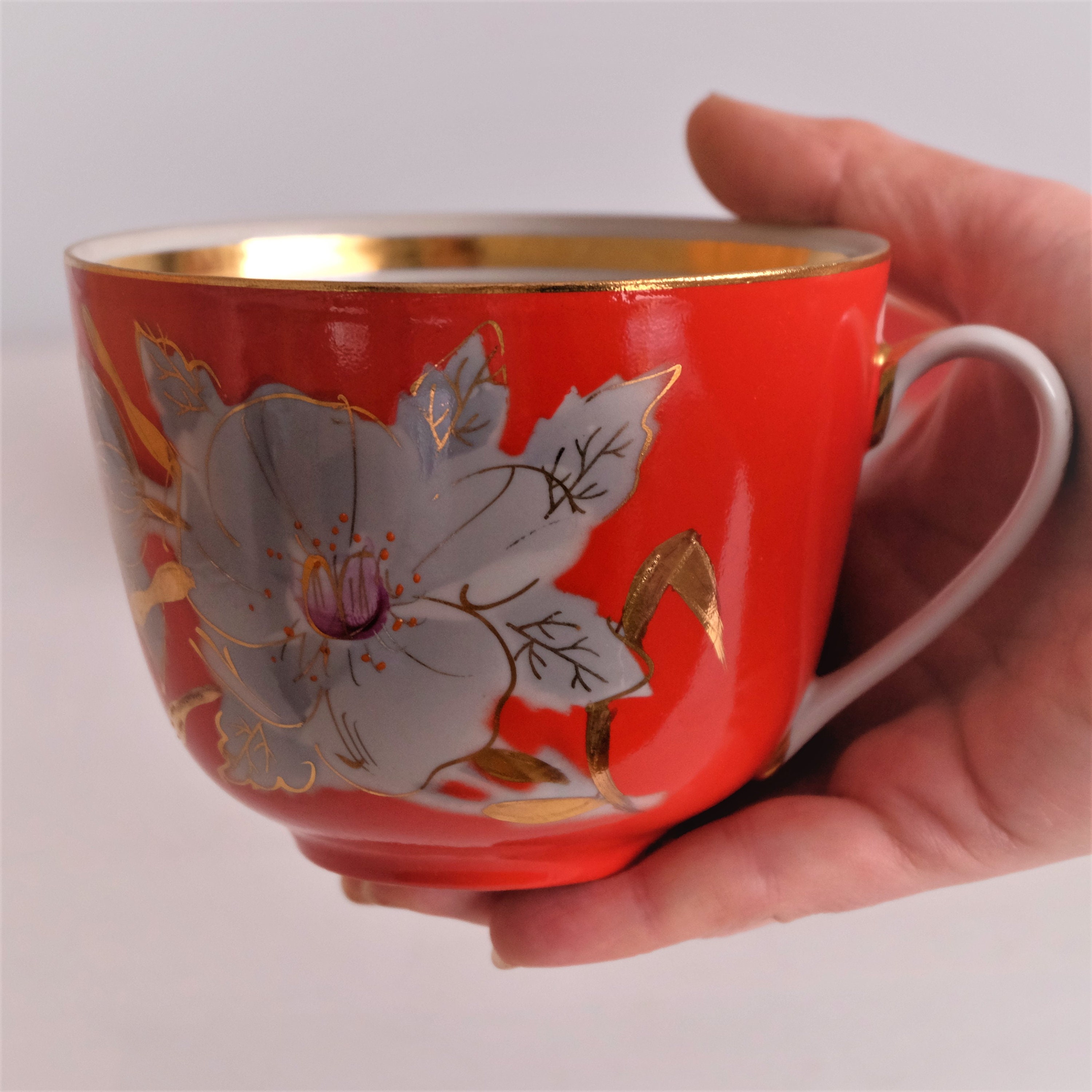 Large Tea Cup and Saucer Ukraine 1960s Vintage Porcelain Etsy