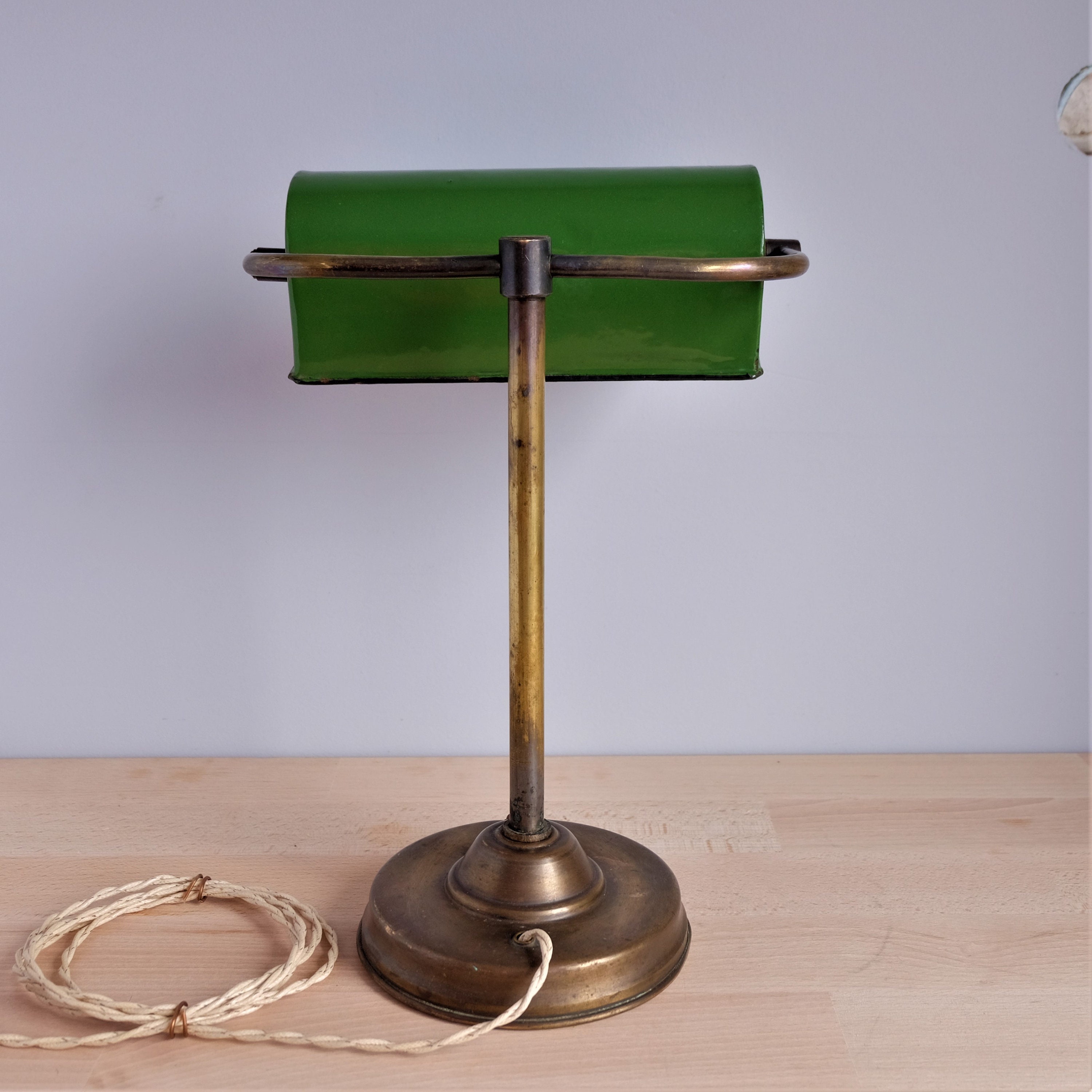 Antique Bronze Desk Lamp Enamel Shade Vintage Industrial Etsy