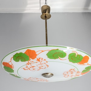 Vintage Ceiling Light Fixture, Mid Century Round Glass Ceiling Lamp, Saucer Light Fixture, Retro Pendant Light
