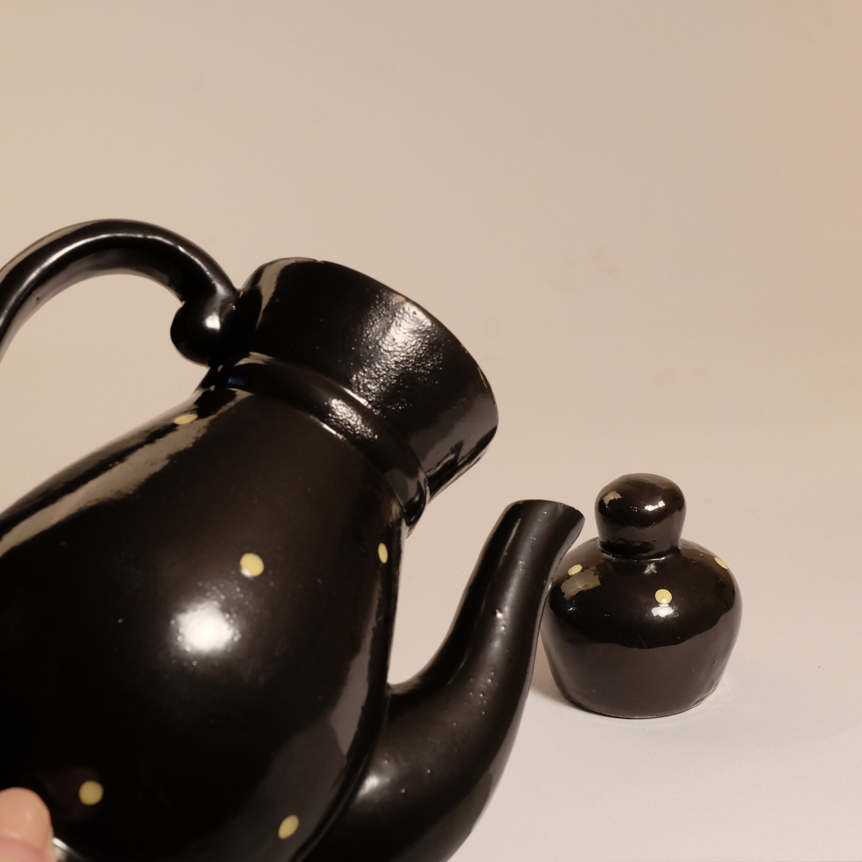Ceramic Chocolate / Coffee Pot Set for 6 Black and Yellow Etsy