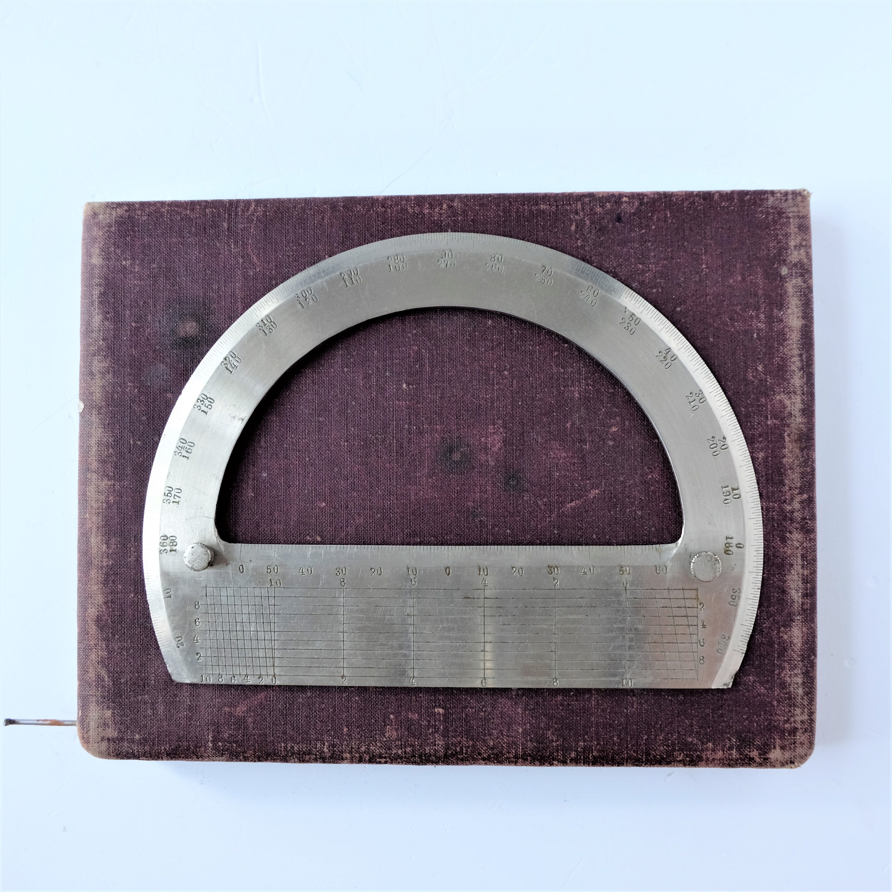 Antique Large Chromed Brass Protractor with Original Case Etsy