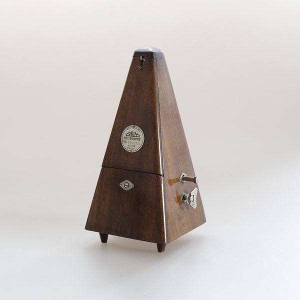 Vintage Wooden Mechanical Wind-up Metronome with a Bell Chime, Vintage Maelzel Metronome, Czechoslovakia 1960s, Musician Gift