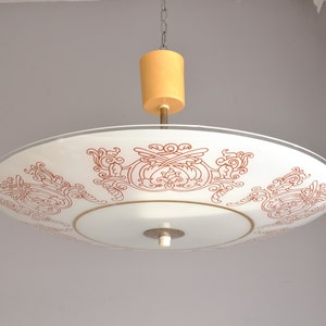 Vintage Ceiling Light Fixture Mid Century Round Glass Ceiling