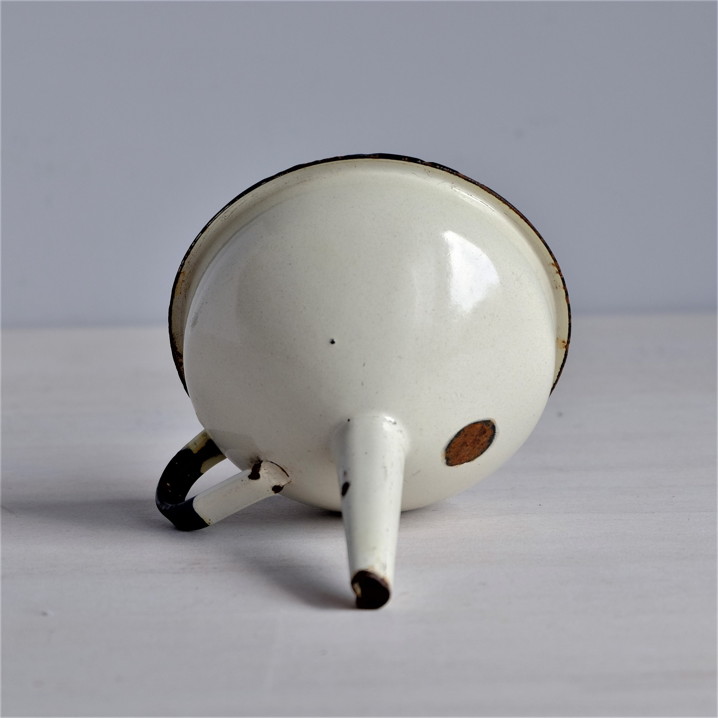 Vintage Enamelware White Enamel Funnel With Handle Retro Etsy UK