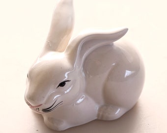 Porcelain Bunny Rabbit Figurine, Vintage White Rabbit Bunny, Lover Gift, Ceramic Rabbit, White Bunny Figure