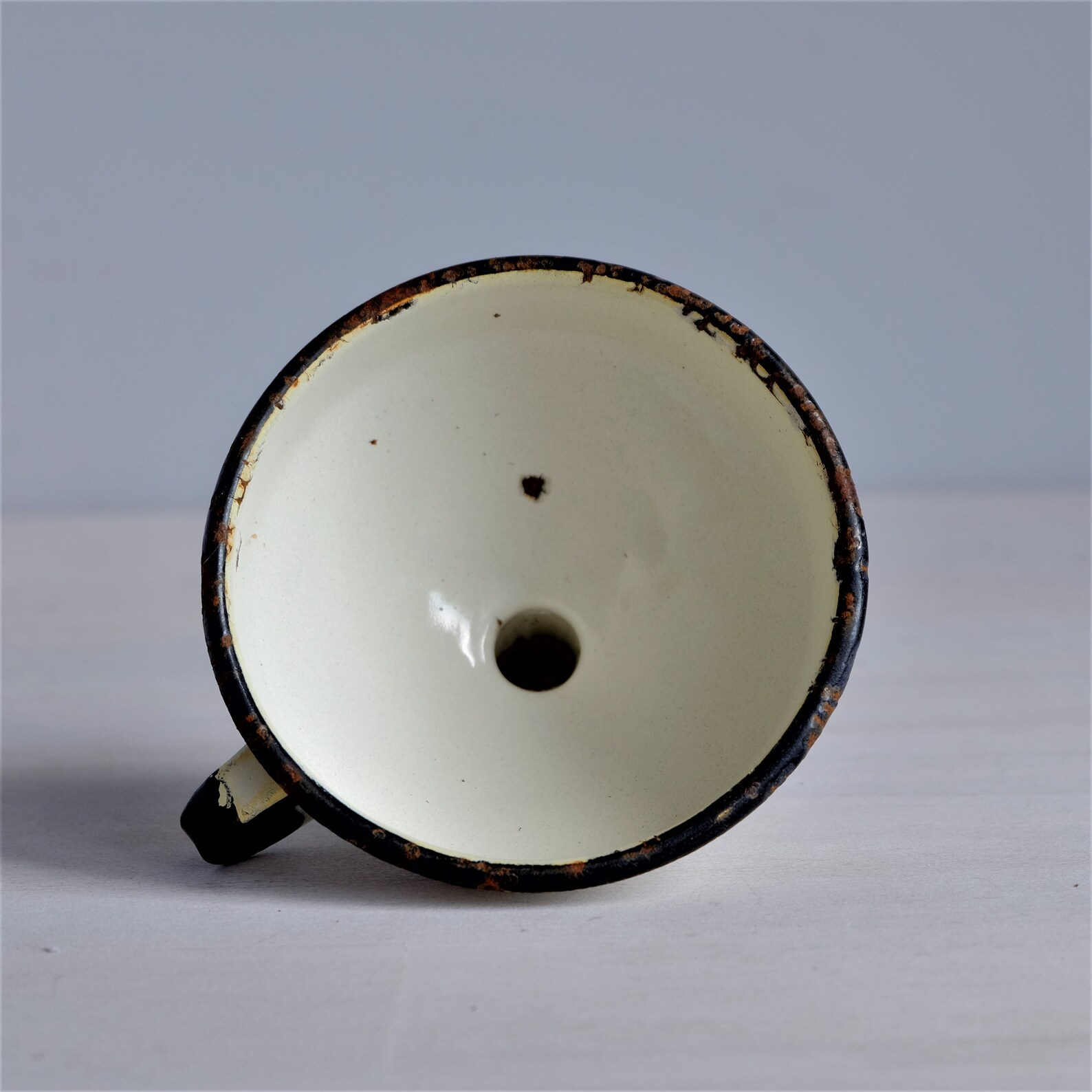 Vintage Enamelware White Enamel Funnel With Handle Retro Etsy UK