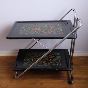 Foldable Serving Trolley Vintage, Mid Century Bar Trolley, Tea Trolley, Mid Century Rolling Bar Cart, Serving Cart, Rolling Cart