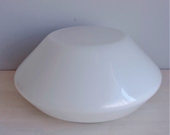 Large Round White Glass Flush Mount Lamp, Ø-34 cm, Wall Mounted Light, Ceiling Lamp, Vintage Minimalist Sconce