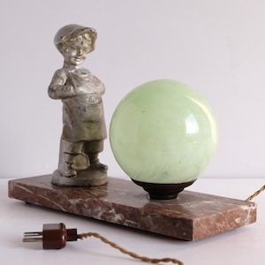 Art Deco Table Lamp, France 1930s, Antique Night Light