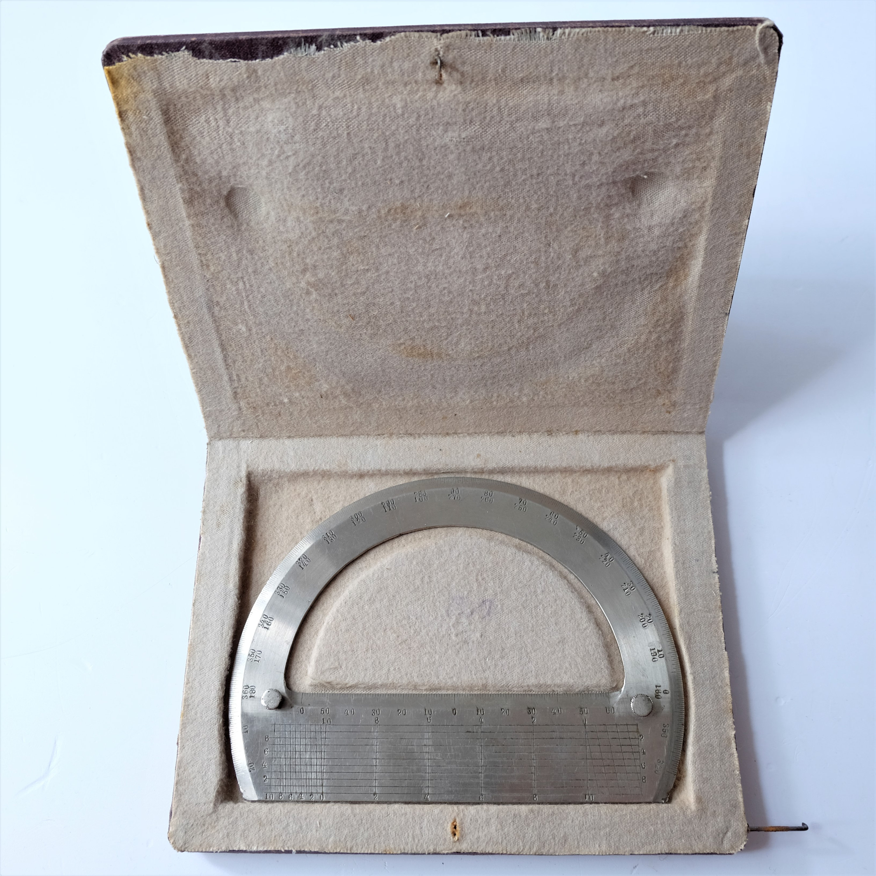 Antique Large Chromed Brass Protractor with Original Case Etsy