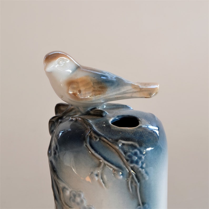 Bird Vase Vintage Porcelain Flower Vase with Bird Figurine Etsy