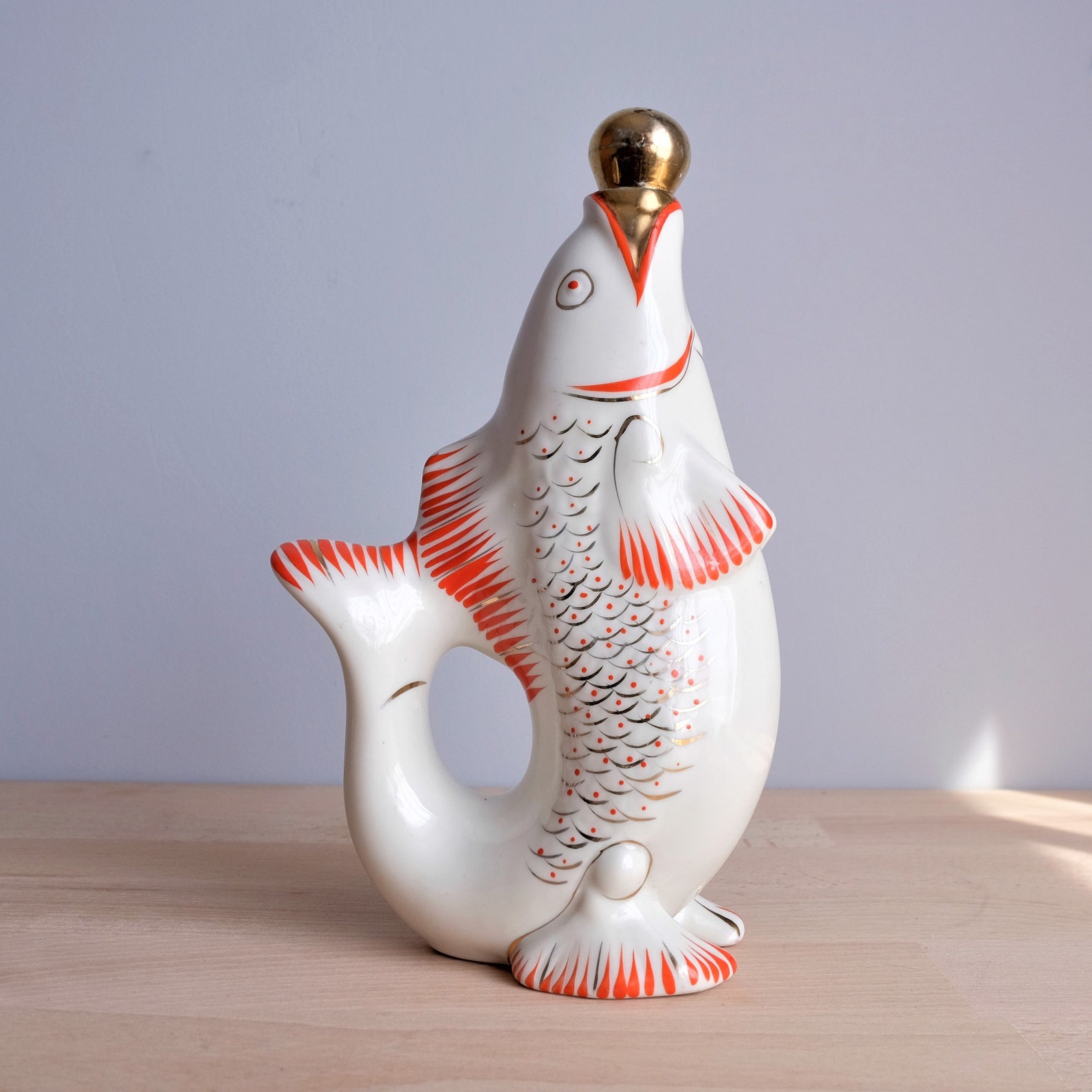 Fish Decanter & 6 Shot Glasses Soviet Porcelain Drinking Set Etsy