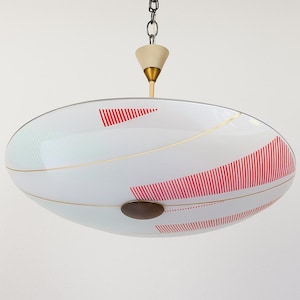Vintage Ceiling Light Fixture, Mid Century Round Glass Ceiling Lamp, Saucer Light Fixture, Retro Pendant Light