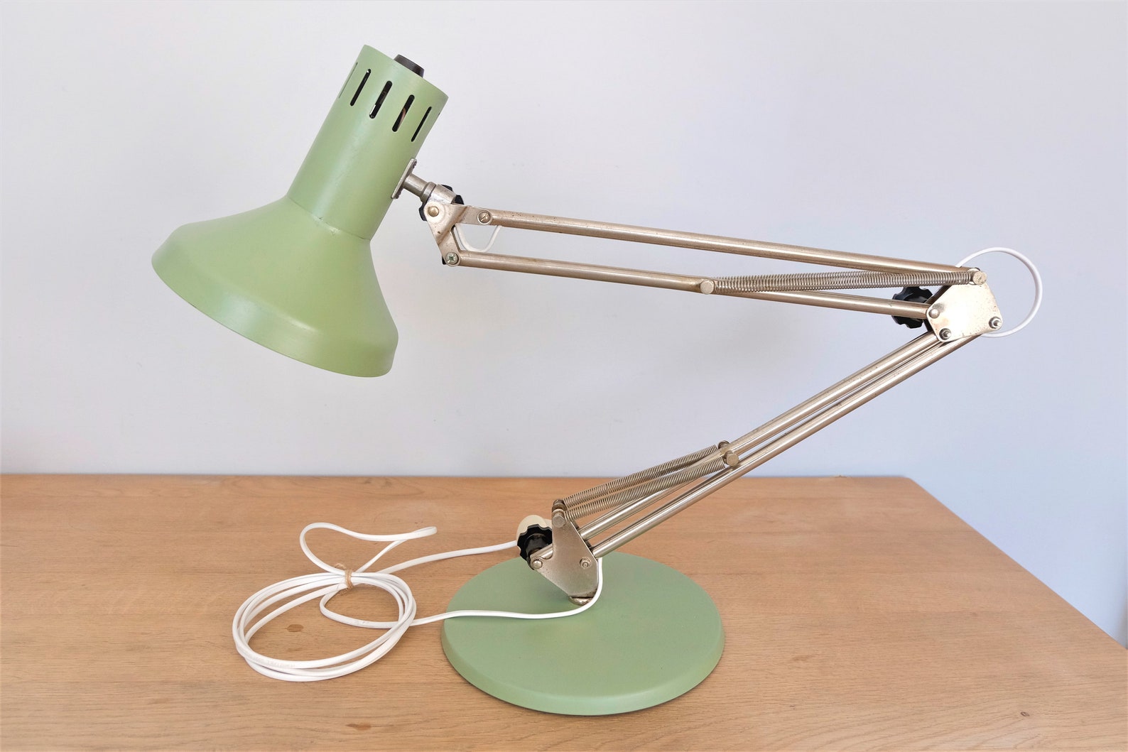 Vintage Architect Desk Lamp Green Metal Adjustable Swing Etsy