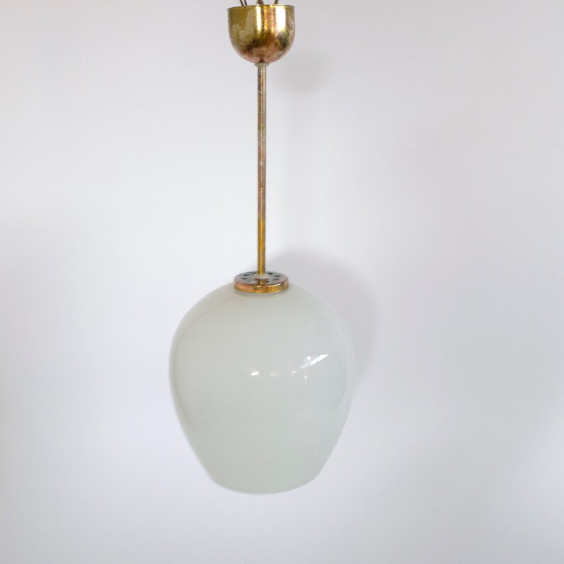 White Glass Pendant Lamp Tulip Shaped Hanging Ceiling Light Etsy