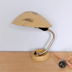Small Desk Lamp, 1960s, Metal Table Lamp, Flying Saucer Lamp, Reading Lamp, Office Lighting, Mid Century Light, Industrial Table Lamp
