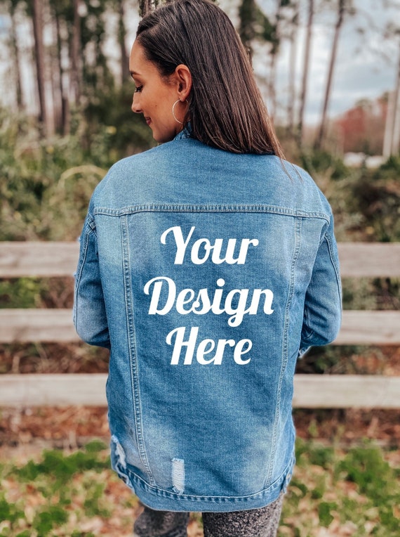 Custom Painted Denim Jacket / Blue Jean 